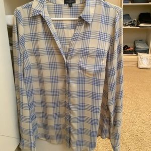The Limited blue and cream button down top